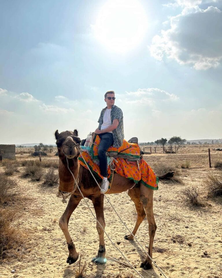 Jaisalmer Desert Safari, riding a camel in the Thar Desert