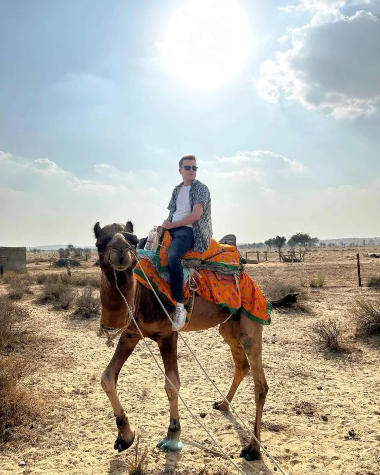 Jaisalmer Desert Safari, riding a camel in the Thar Desert