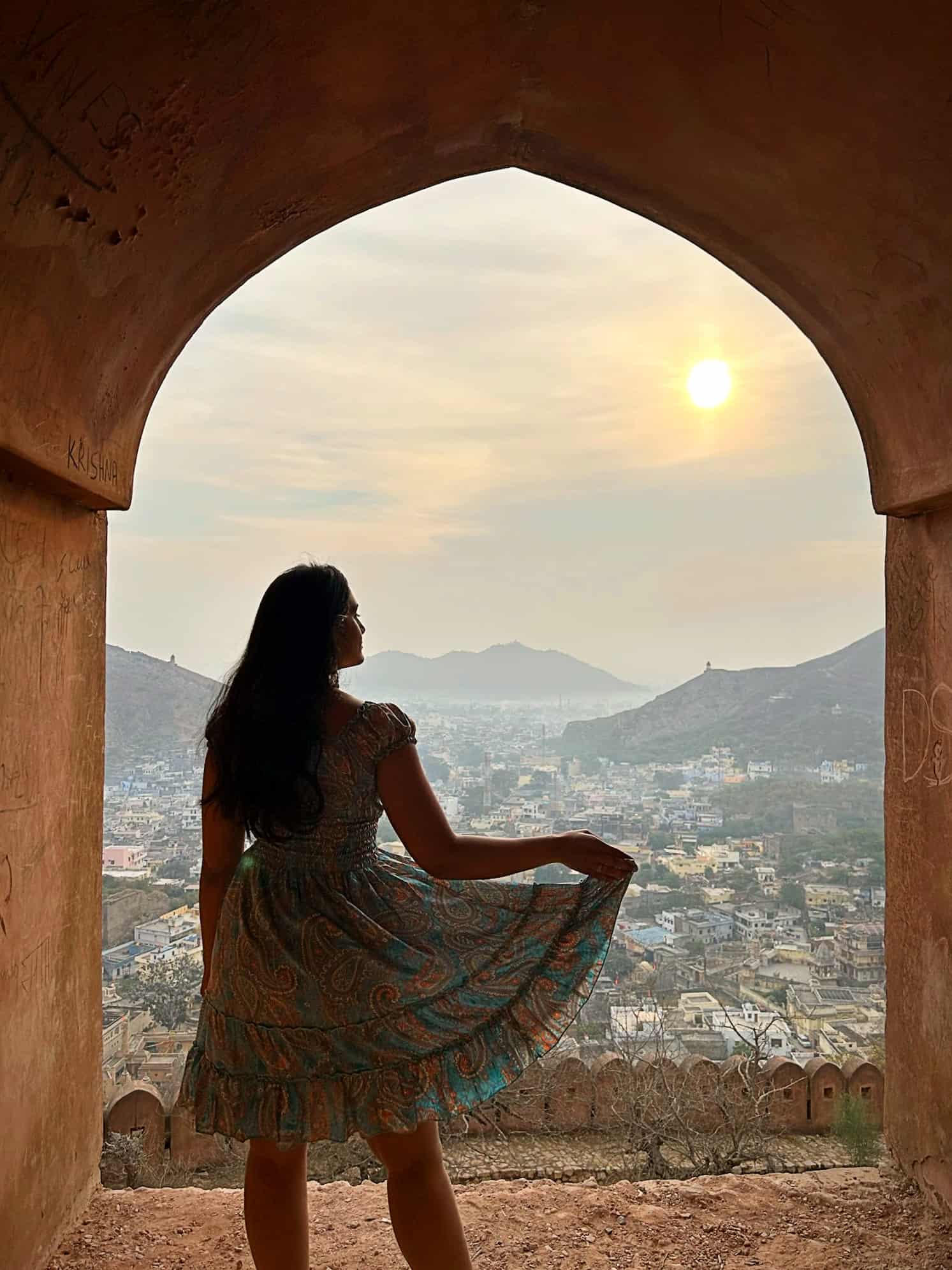 Rajasthan 7 day itinerary. View from Amer Fort Wall in Jaipur