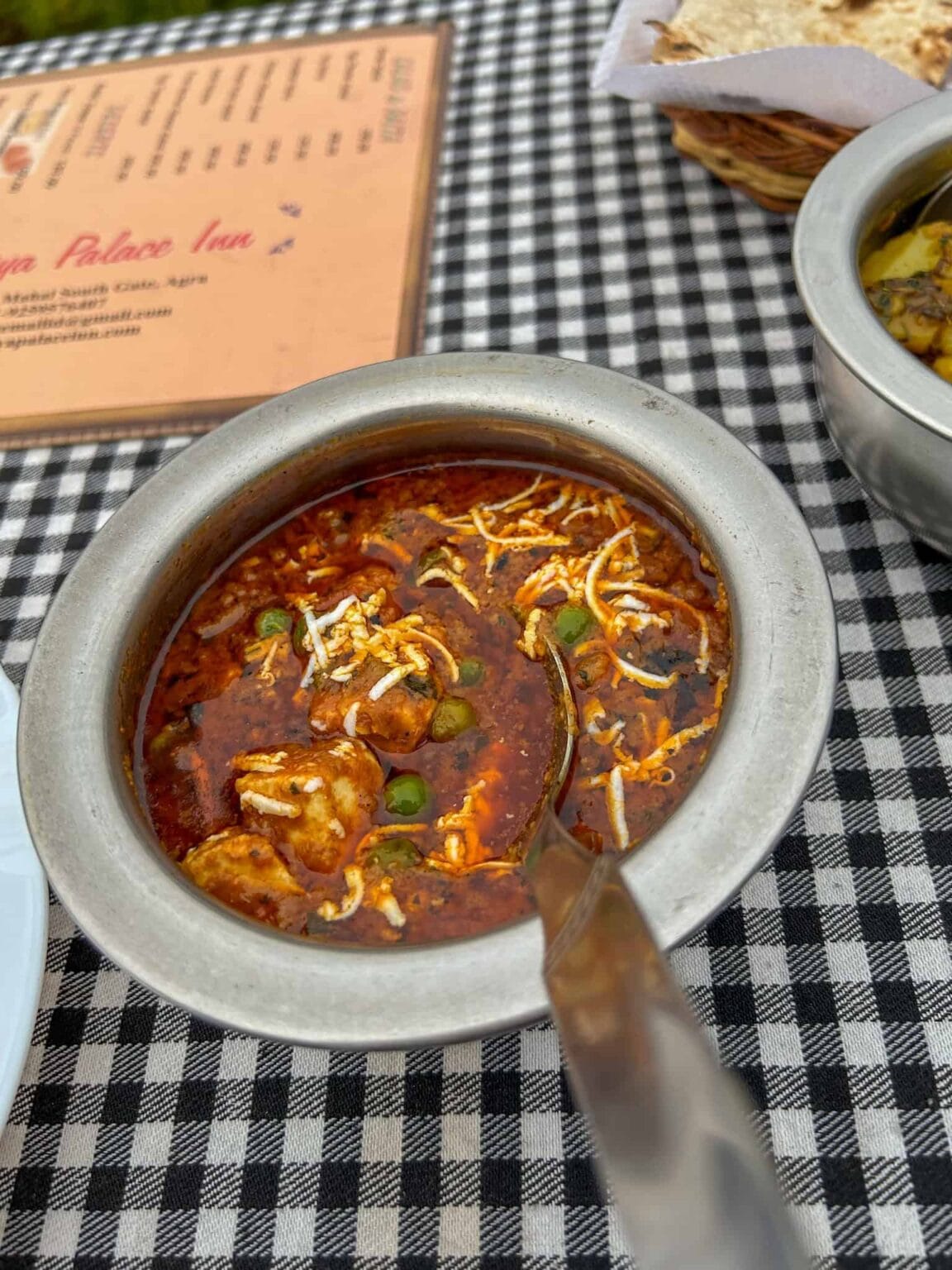 if you ask what to eat in delhi and agra and where to eat the best matar paneer or paneer curry, this is it
