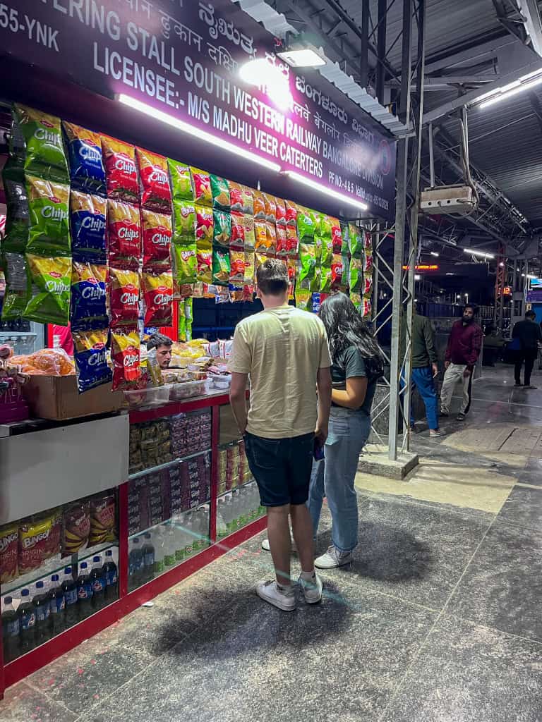 Buying snacks at an Indian Railway stall