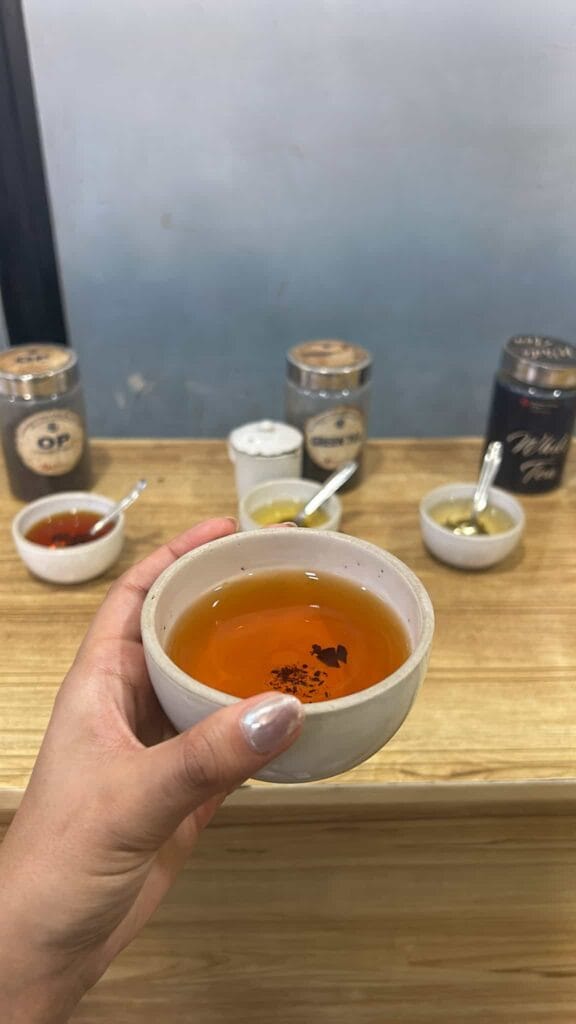 Trying tea from Lockhart Tea Estate in Munnar