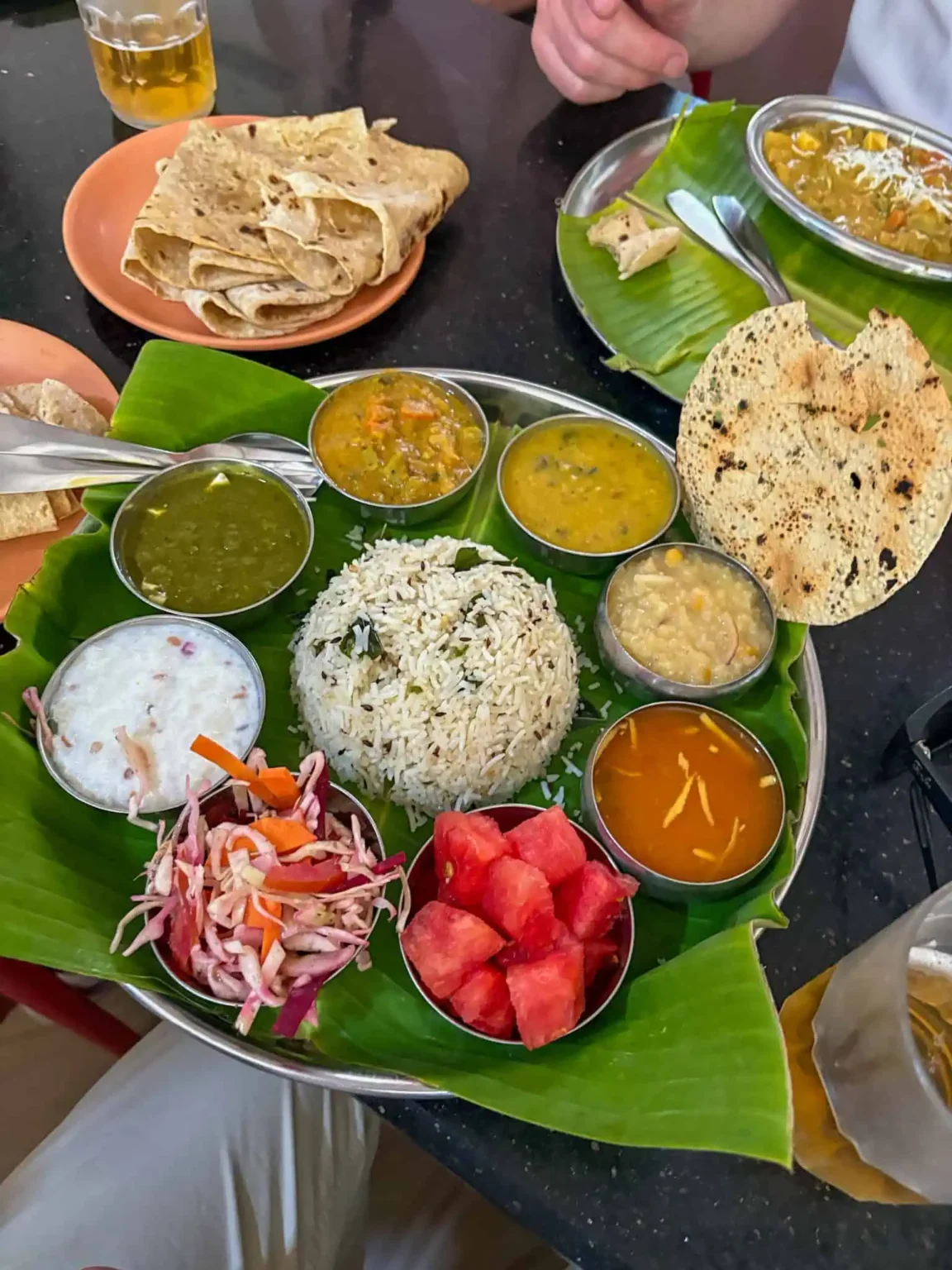 thali at Hampi paradise restaurant, the best place to eat lunch in Hampi