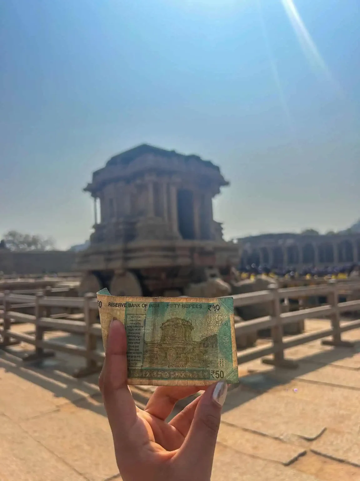stone chariot at Hampi, same as on Indian Rupee note