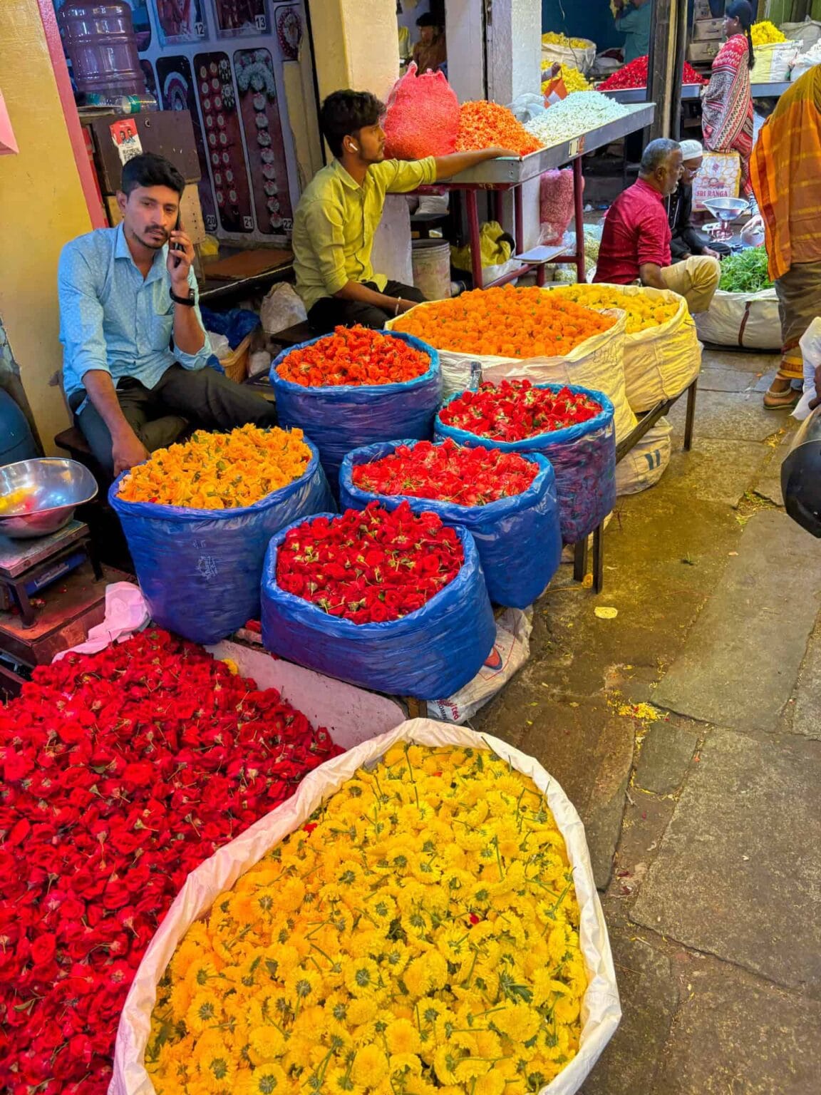Vibrant flowers in Mysore Market