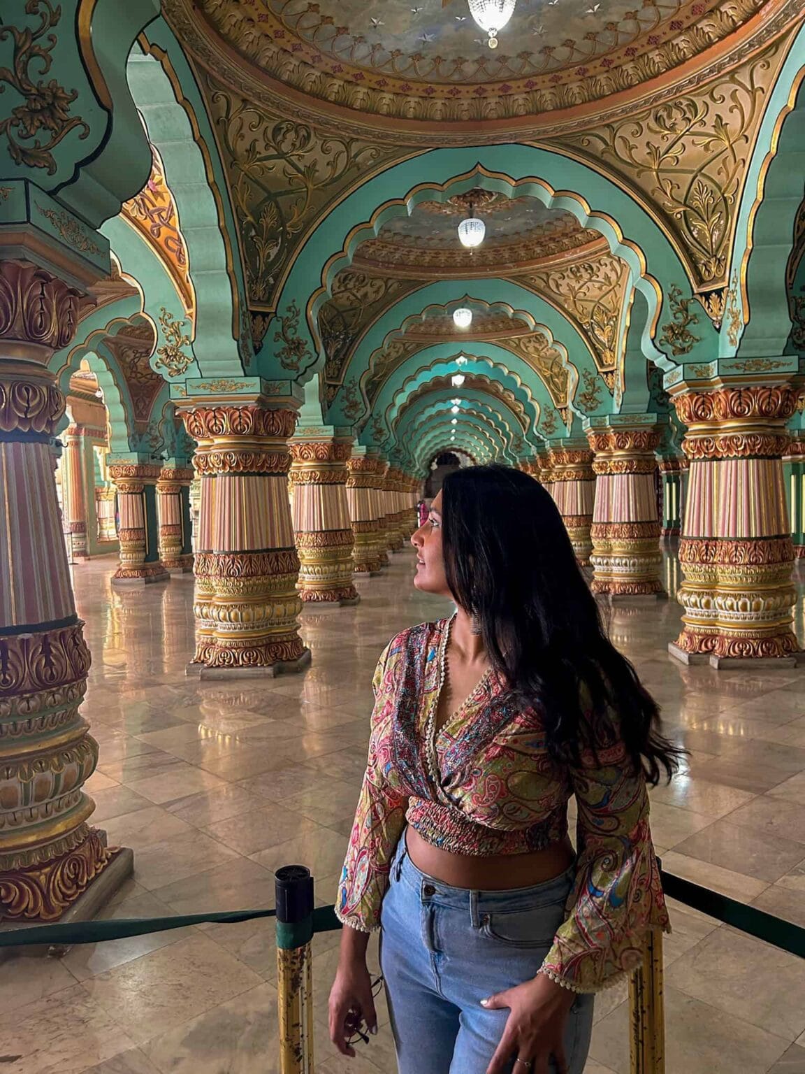 Mysore Palace interior - beautiful columns in South India