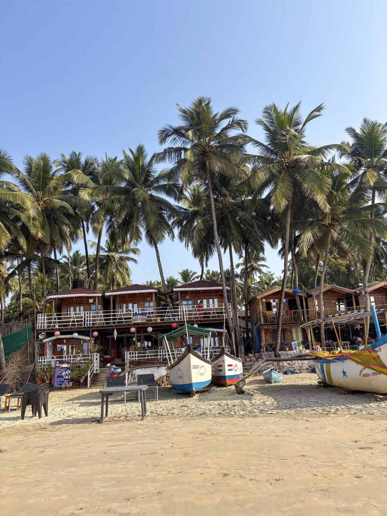 Beach huts on Palolem Beach in Goa