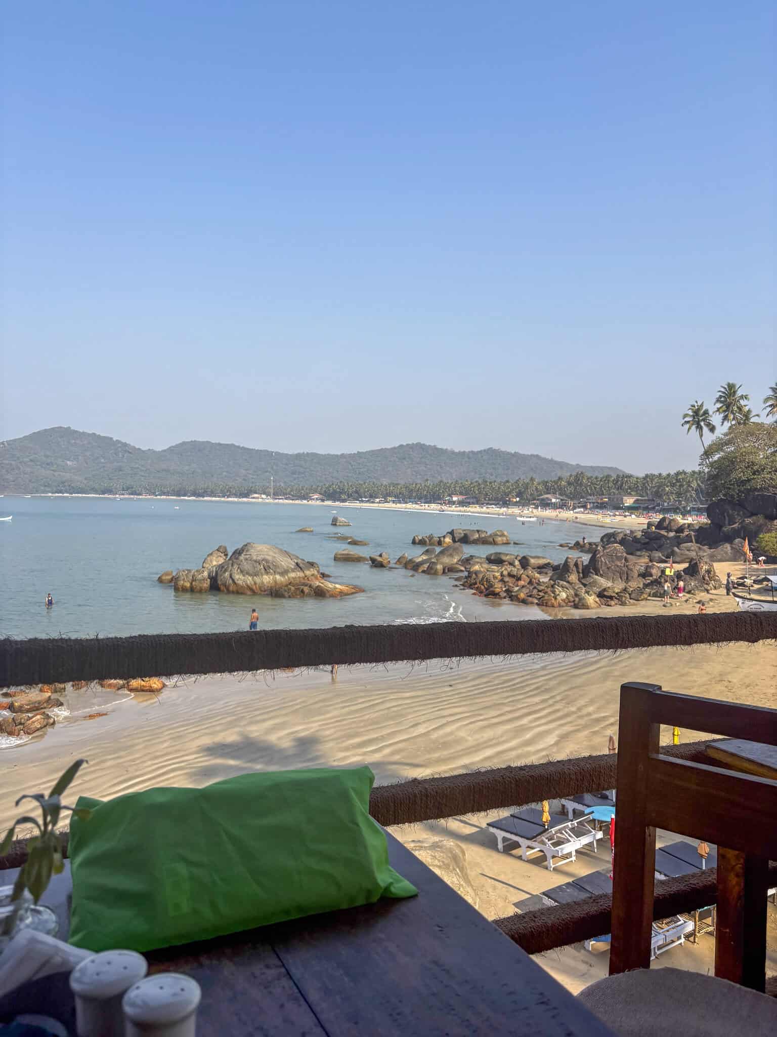 view from pacific sunset view over Palolem Beach in South Goa