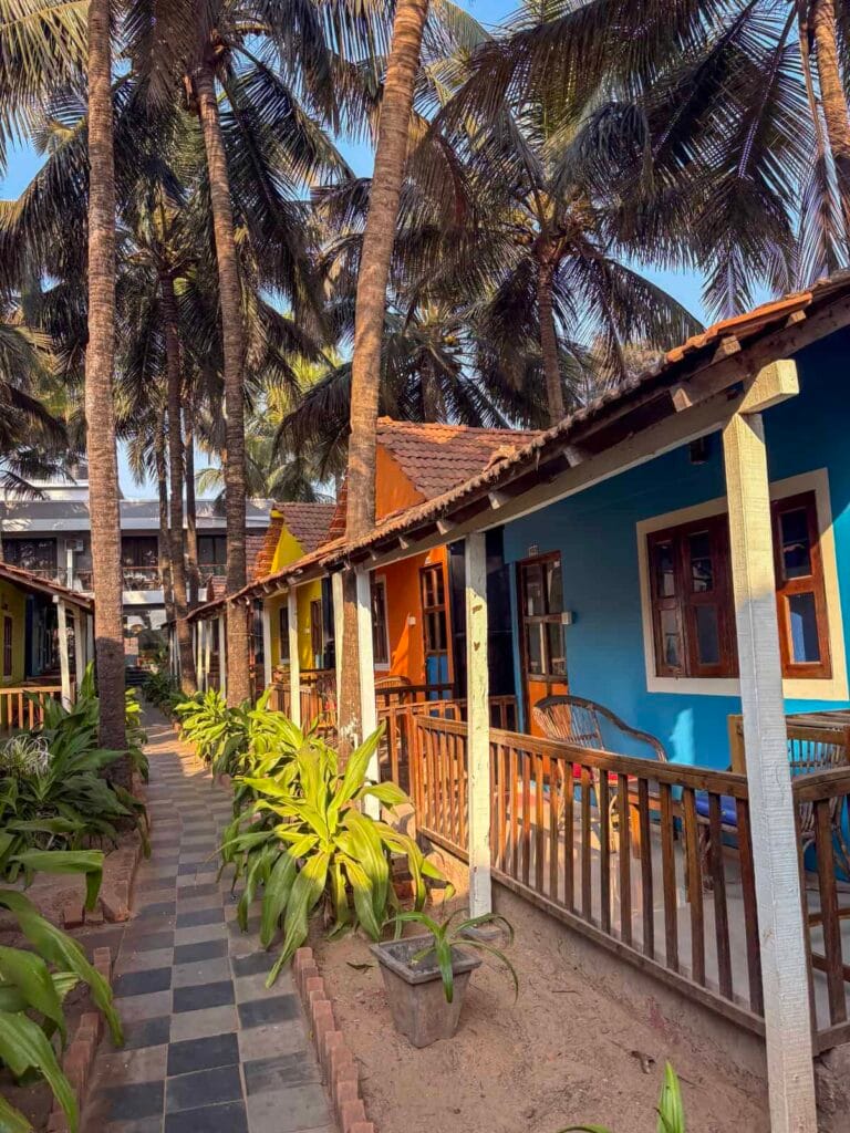 colourful cootages at Om Shanti Patnem