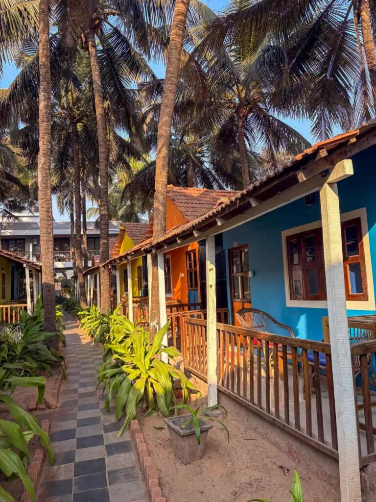 colourful cootages at Om Shanti Patnem